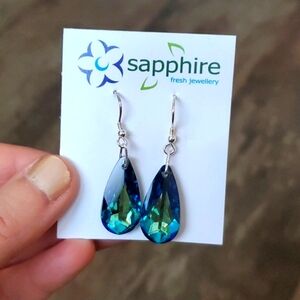 🆕 Swarovski Crystal Blue Teardrop earrings